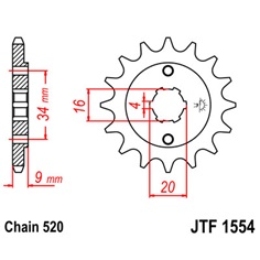 Řetězové kolečko JT 1554-12                                                                                                                                                                                                                               
