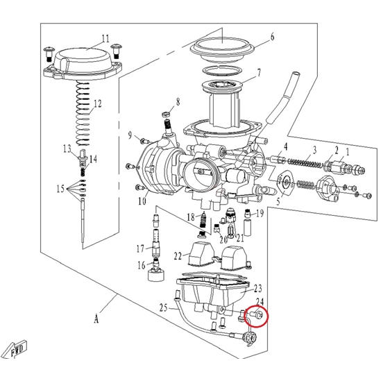Vypouštěcí šroubek karburátoru- CFMOTO                                                                                                                                                                                                                    